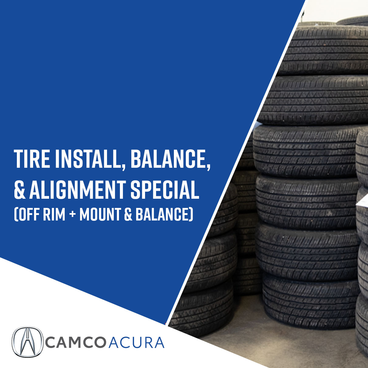 Tire Install, Balance and Alignment Special (OFF RIM, Mount and Balance) Tire Install, Balance and Alignment Special (OFF RIM, Mount and Balance)